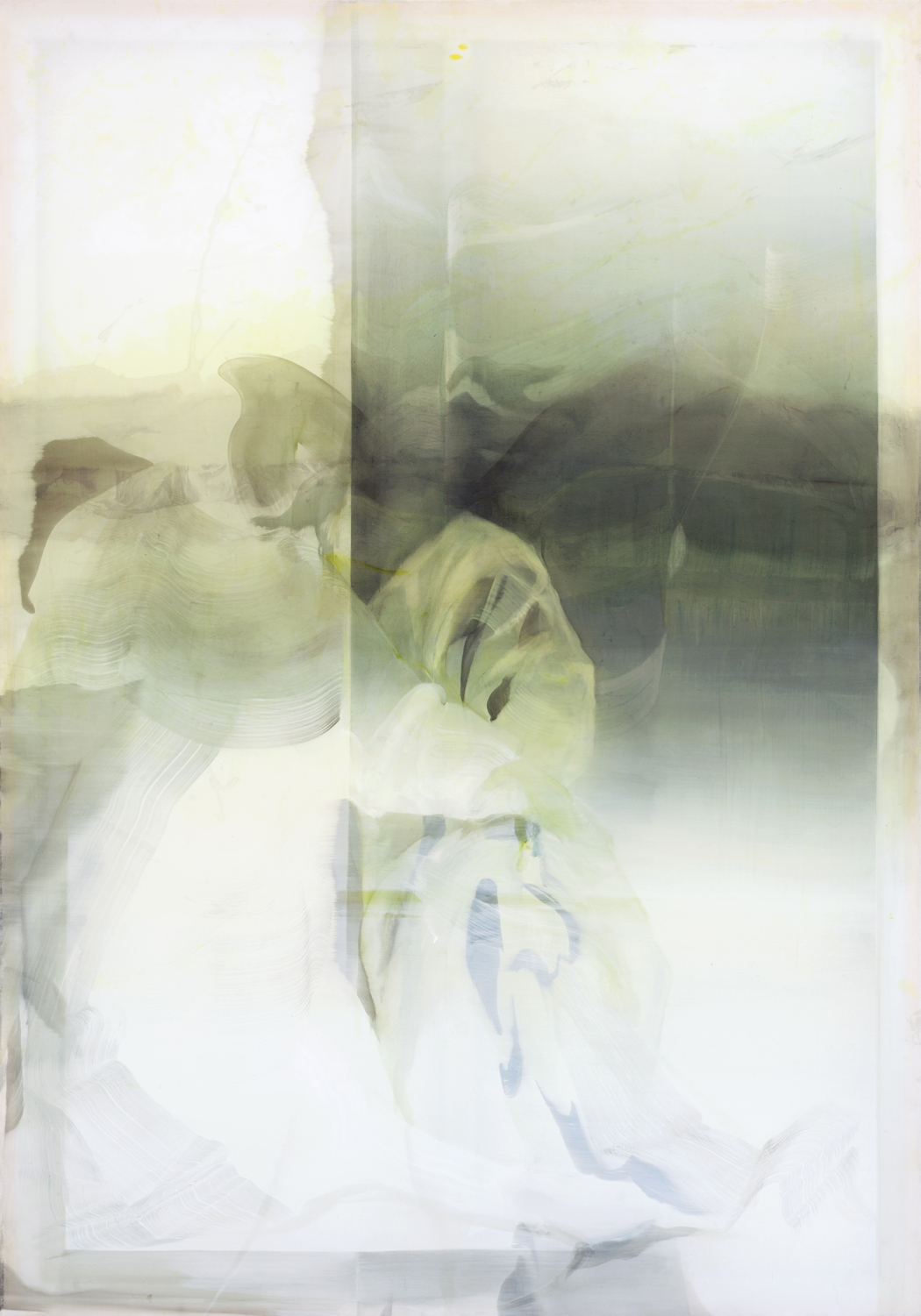 Almond Joy IV, 2015, Tusche, Öl auf Nylon, 200 x 140 cm