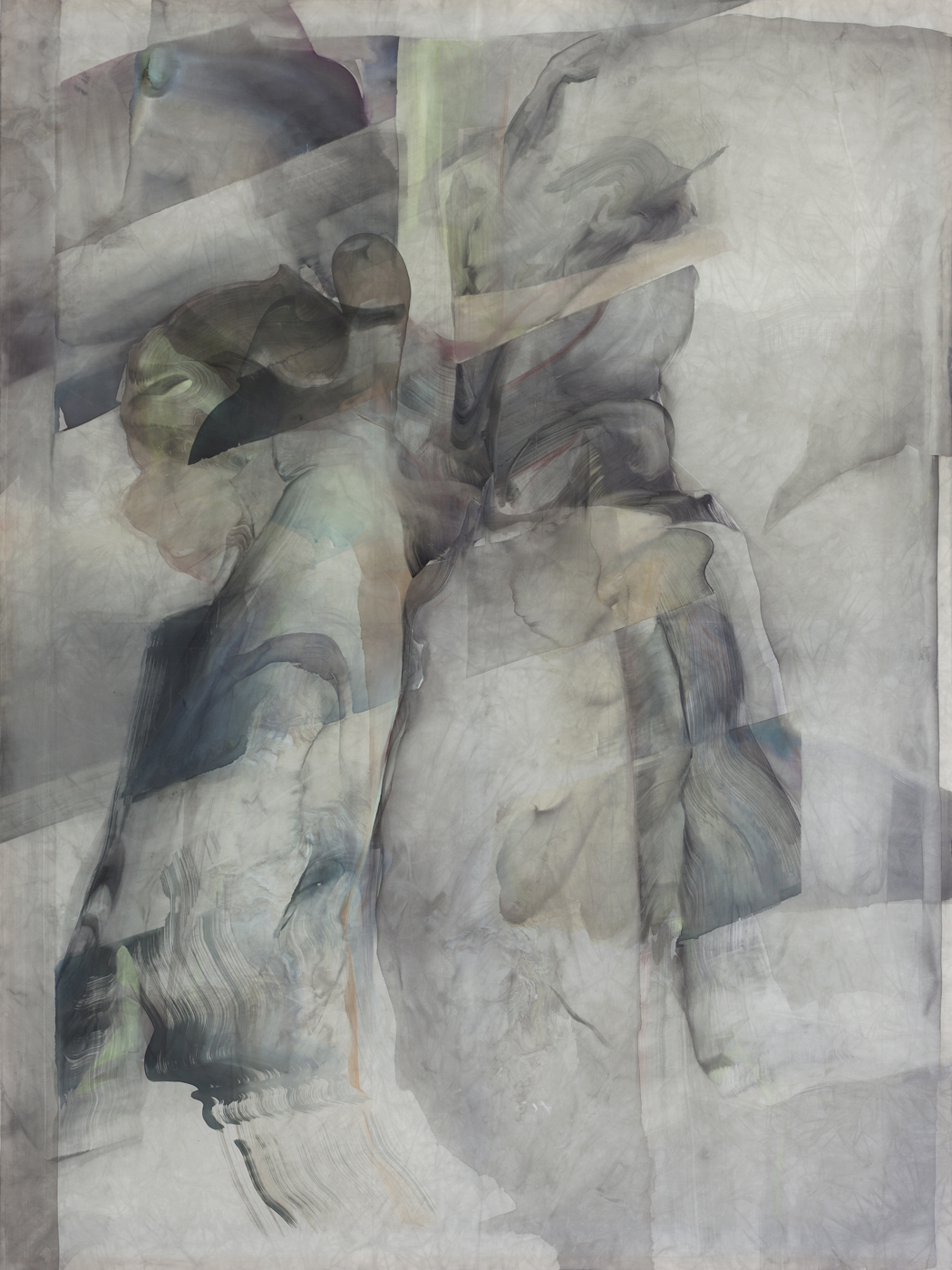 Natascha Schmitten_X-Ray, 2016, Tusche, Öl auf Nylon, 200 x 150 cm